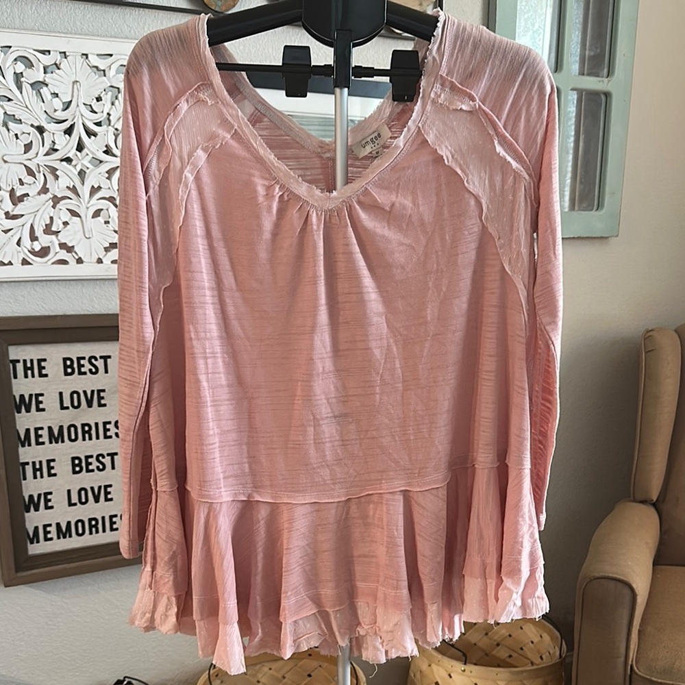 Umgee Light Pink Flowy Blouse